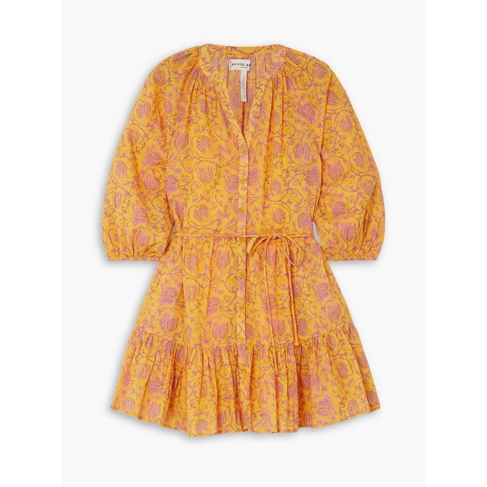 Apiece Apart Yellow and Pink Floral Mini Dress